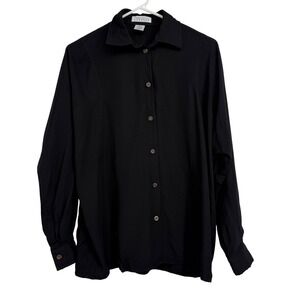 Compagnie Internationale Express Black Long‎ Sleeve Collared Button Up Size M